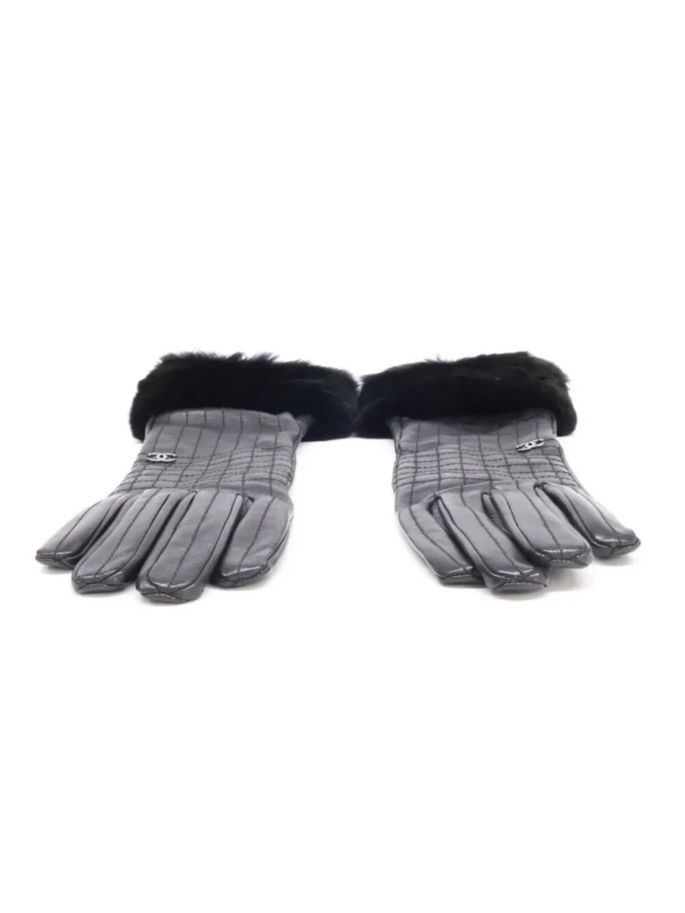Chanel CC Logo Rabbit Fur Sheep Leather Gloves